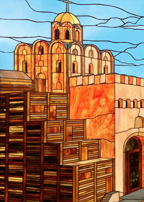 Window Film Stained Glass Stickers,Custom size Static Cling,Print Castle Church landscape Sailboat Sticker,Office Home Decor