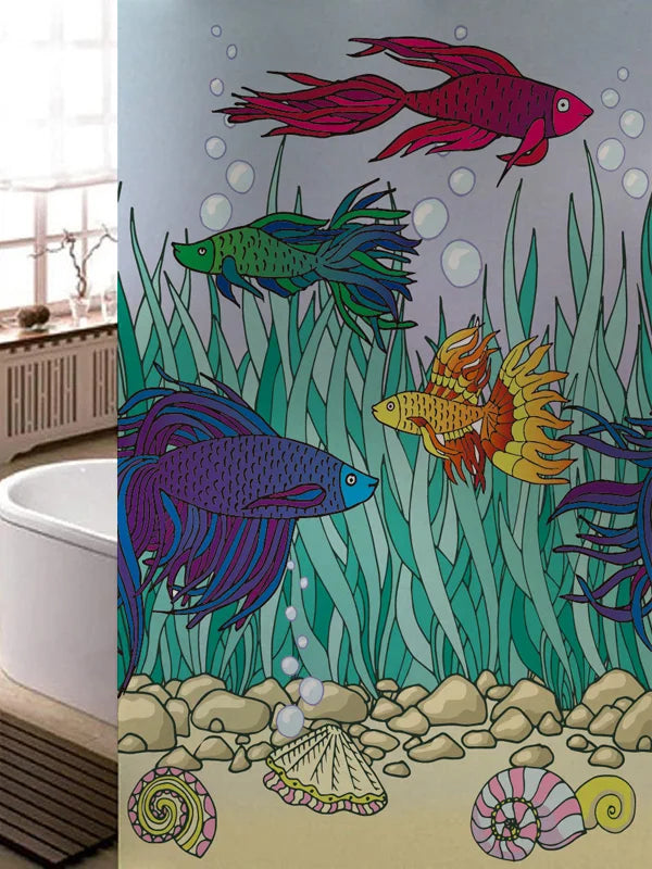 Stained Glass Window Film, Frosted Glass Sticker, Custom Size Castle Cartoon Pattern for Kids Room Door, Poster, Home Decor