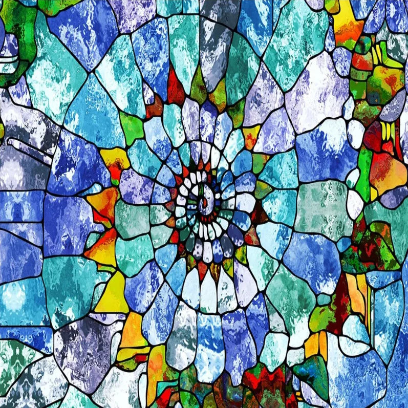 Custom Size Stained Glass Window Film Opaque Frosted Privacy Protection Removable Static Cling Home-Decor Mosaic Window Covering