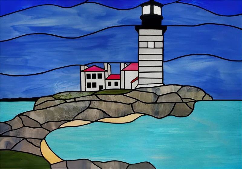 Landscape painting Stained Glass Films Transom/Windows Film Glass Sticker Static Cling Retro Vintage Style Custom Size