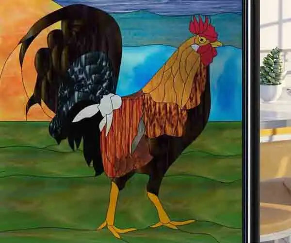 Window Film Frosted Stained Glass Films,Static Cling,Privacy Films,Bird Cock,Door Sticker Kitchen Bathroom Home Decor Customized