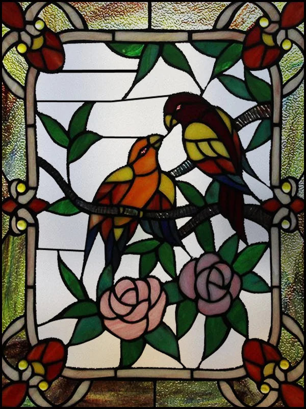 Frosted Stained Glass Window Film, Customized Art, Peacock Hummingbird Static Cling Sticker,Home Decor, Treatment