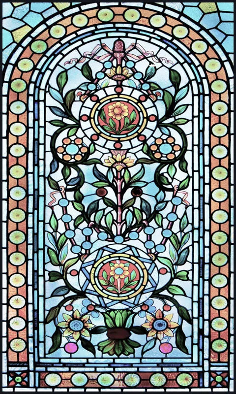 Window Film Victorian Stained Glass Films Customized  Church-style Static Cling Sticker Kitchen Bathroom Substitute for Home