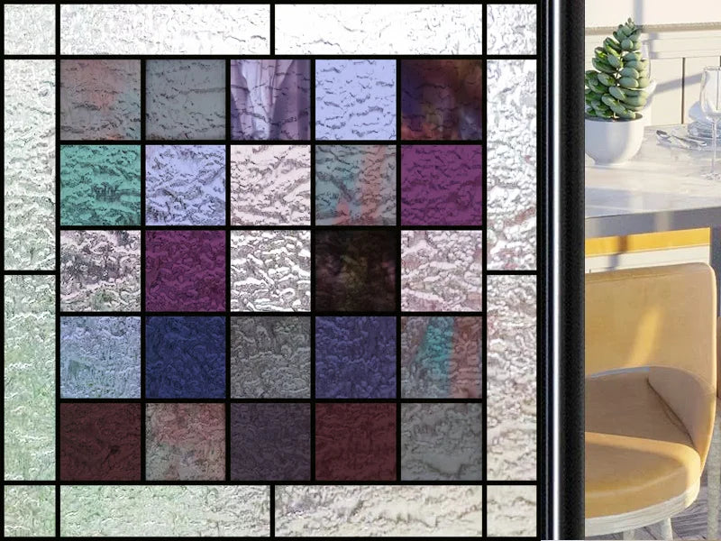 Frosted Stained Glass Window Film, Customized Art Deco Design, Static Cling Door Sticker,Home Decor Foil, Treatment