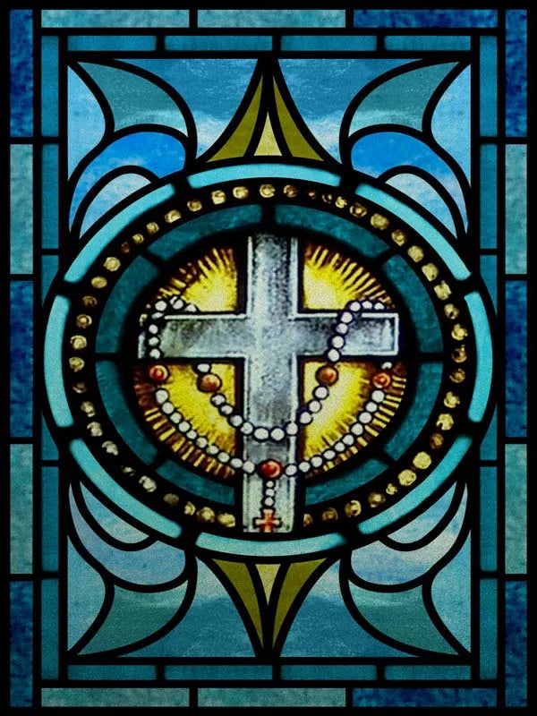 Custom Frosted Stained Glass Window Film,PVC Static Cling Films,Cross Church Decor Foil Stickers