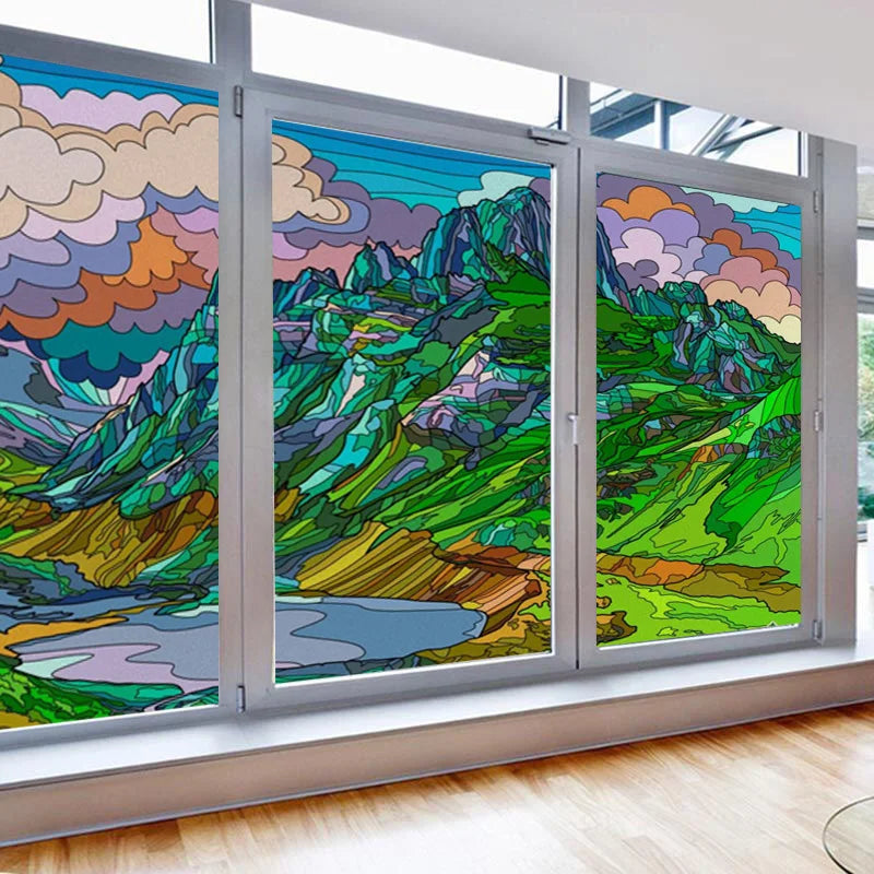 Custom Size Stained Glass Window Film, Transom Frosted Glass Sticker, Kitchen Room Door, Bathroom, Home Decor