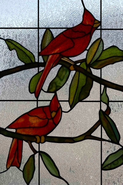 3D Matte Window Film,Stained Glass Decorative Uv Window Sticker,Privacy Frosted Static Cling,Custom size for Glass,Birds,Peacock