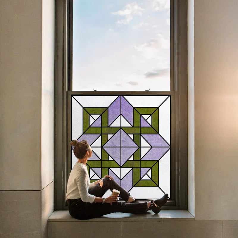 Window Film Frosted Stained Glass Films,Customized Art Deco Design Flower Static Cling Sticker,Home Decor Foil Window Treatment