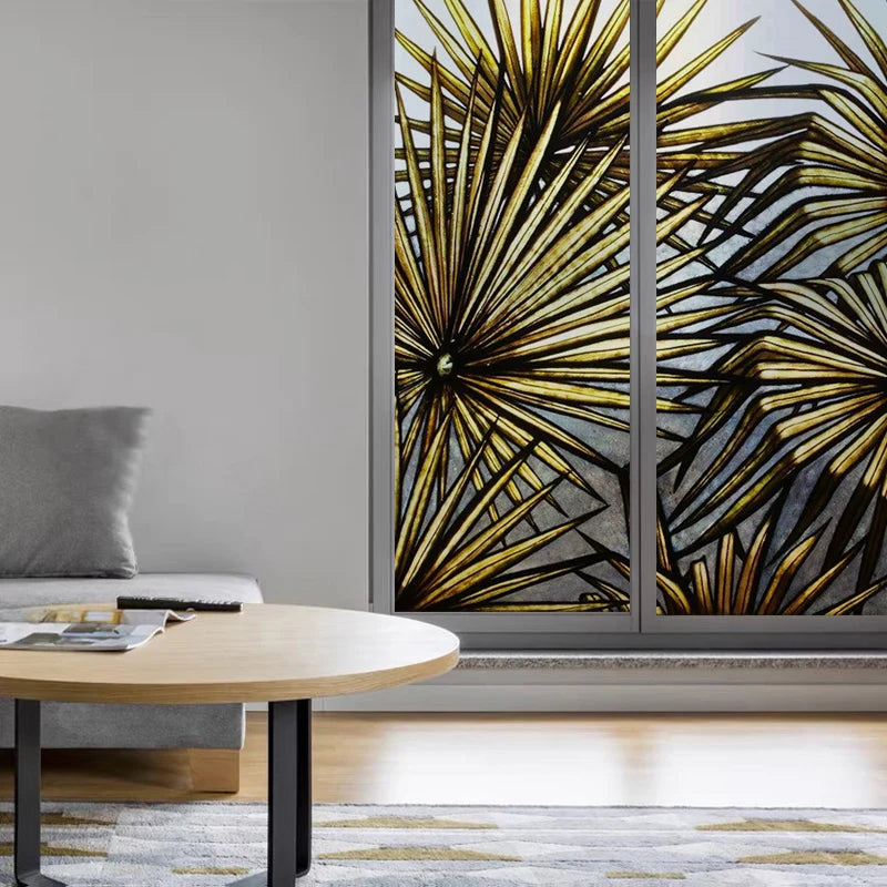 Window Film Frosted Stained Glass Films,Customized Privacy Static Cling,Retro Colorful Stickers Home Decor Bathroom Skylight