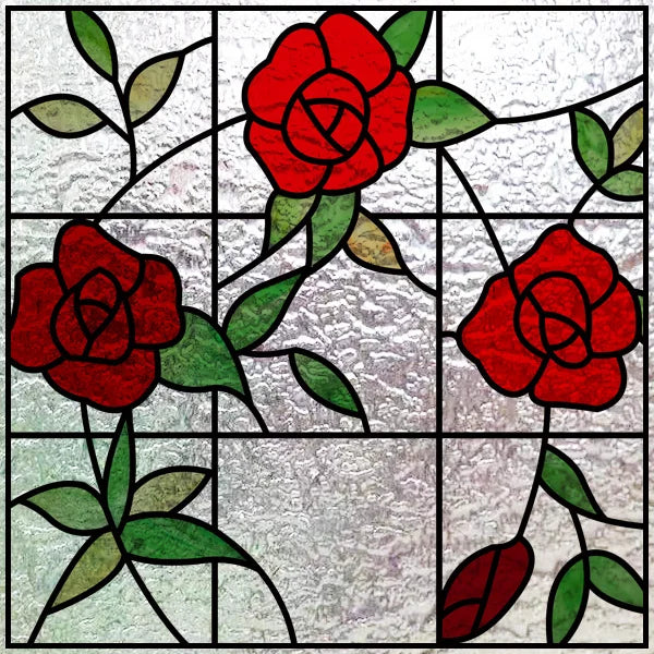 Custom size 3D Matte Window Film Stained Glass Decorative Uv Window Sticker Privacy Frosted Static Cling for Glass Garden Flower