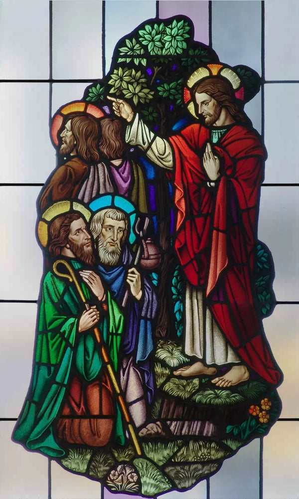 Decorative self adhesive/static cling frosted stained continental  window film can do custom size Crucifixion of Jesus/Christ