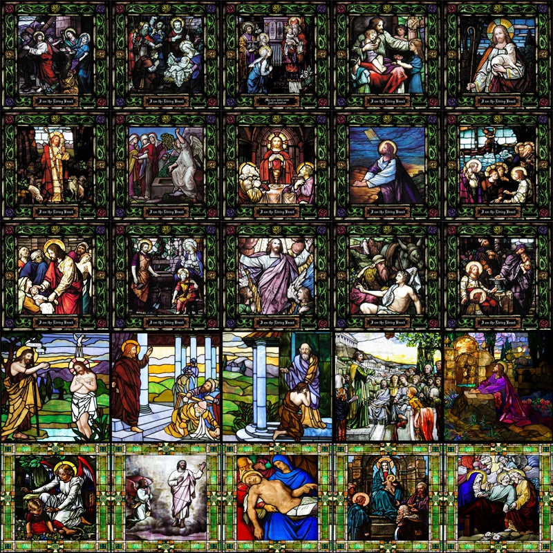 Window Film Frosted Stained Glass Films Customized Chris/Jesus/Mary Pictures,Church, Chapel Prayer Room Home Decor