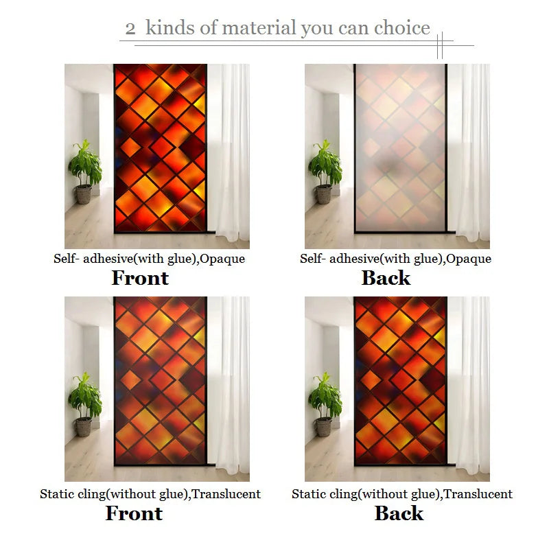 3D Red Square Window Film Print Sticker, Cling Stained Glass Films, Privacy Films, Door Sticker, Office, Home Decor, Customized