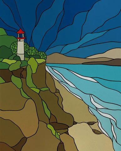 Custom size Stained Glass Films,Privacy Static Cling,Print Sea Red Lighthouse,Rising Sun, Night,Door Sticker,Office Home Decor