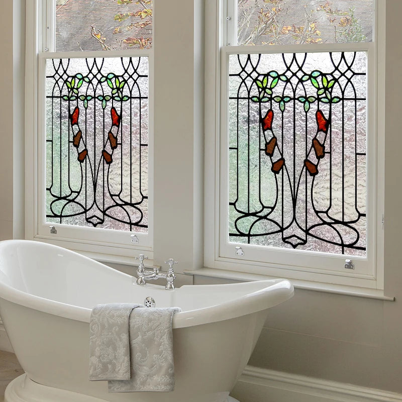 Frosted Stained Glass  Film, 3D Matte,Grid, Transparent,Static Cling,Privacy, Door Sticker,Customized for Office, Home Decor