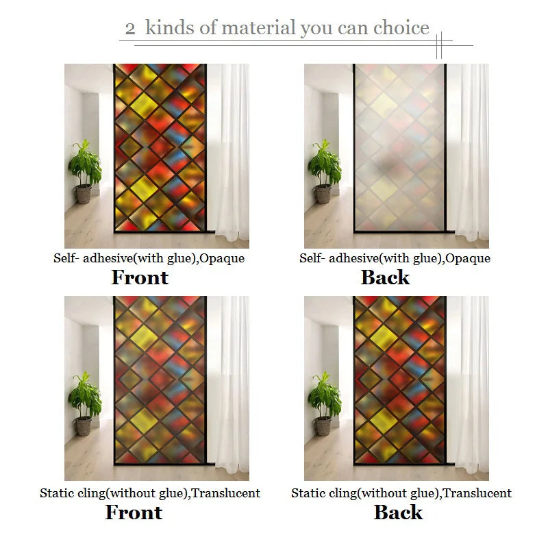 3D Red Square Window Film Print Sticker, Cling Stained Glass Films, Privacy Films, Door Sticker, Office, Home Decor, Customized