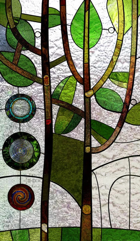 Stained Glass Vinyl Window Stickers Frosted Surface Bedroom Bathroom Decor Window Film Privacy Lucky tree Custom Size