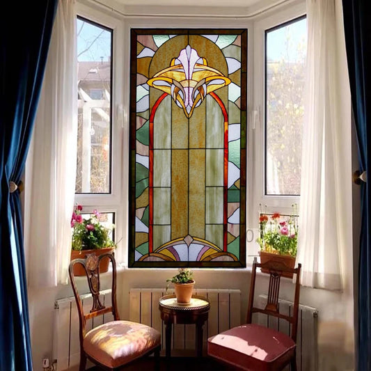 Window Film Frosted Stained Glass Films,Customized Privacy Static Cling,Church Cross Vintage Sticker,Office Home Decor