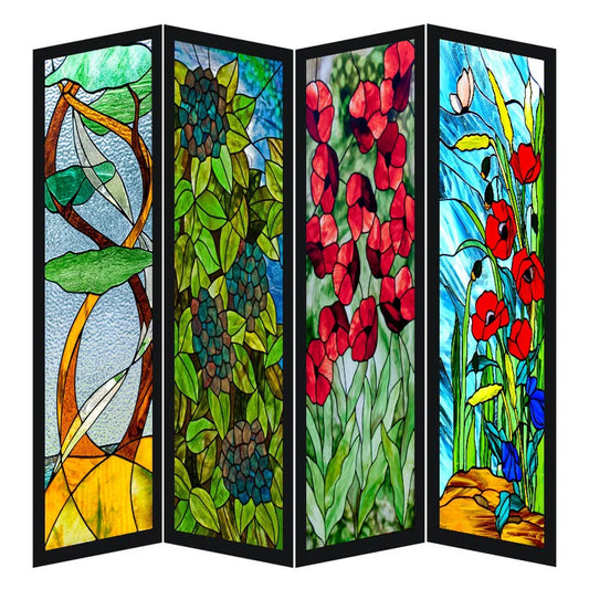 Custom size Stained Glass Films,Flower, Fruit,Tree,Leaf,Bird,Fish Painting Stickers For Bathroom Bedroom Door Office Home Decor