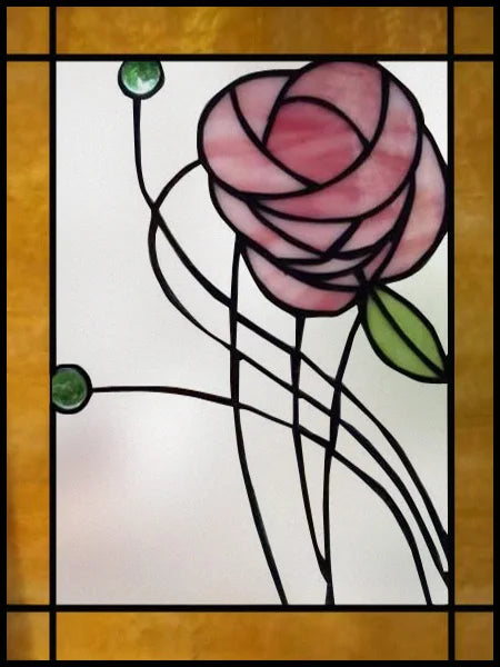 Frosted Stained Glass Window Film, Customized Art Design, Flower Rose, Static Cling Sticker,Home Decor Foil, Treatment