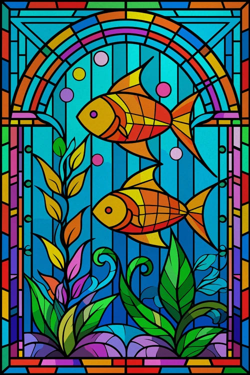 Custom Size Window Stained Glass Films,Fish,Sea World Stickers For Bathroom Bedroom Door Office Home Decor
