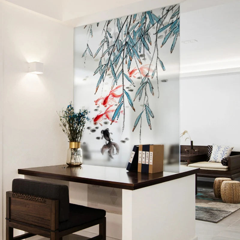 Custom size Window Film Frosted Glass Sticker Stained Static Cling Remove,Frosted Opaque Privacy for Office Home Decor Fish