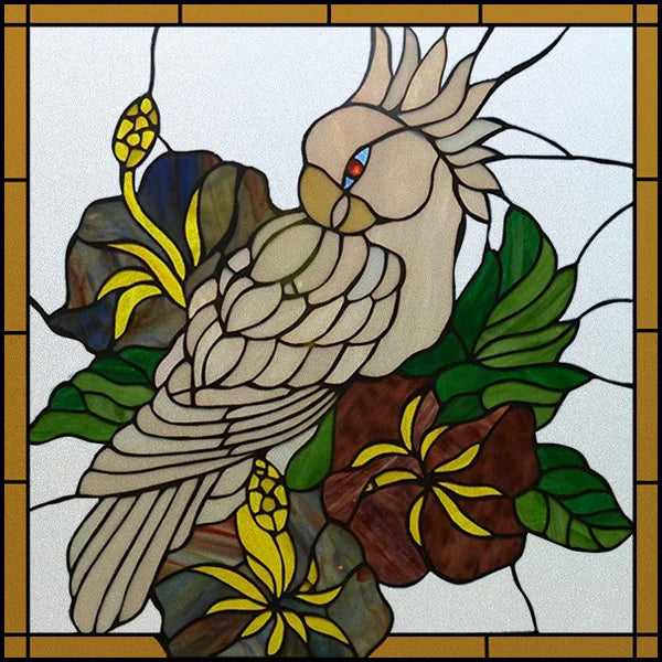 Frosted Stained Glass Window Film, Leaf Tree Static Cling Sticker,Home Decor Foil Treatment, Customized Art Design