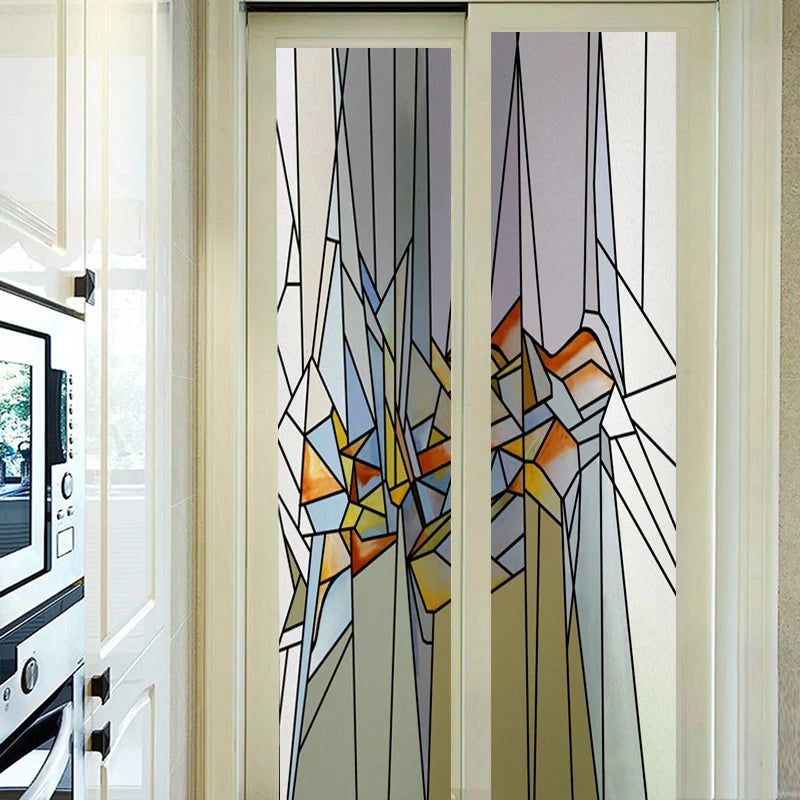 Stained Glass Window Film Frosted Sticker Multicolour,Custom made to fit any Size or Shape,Kitchen Bathroom Door Home Decor
