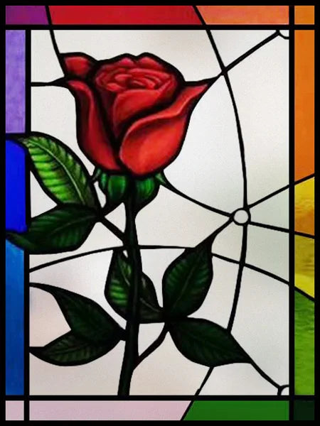 Frosted Stained Glass Window Film, Customized Art Design, Flower Rose, Static Cling Sticker,Home Decor Foil, Treatment