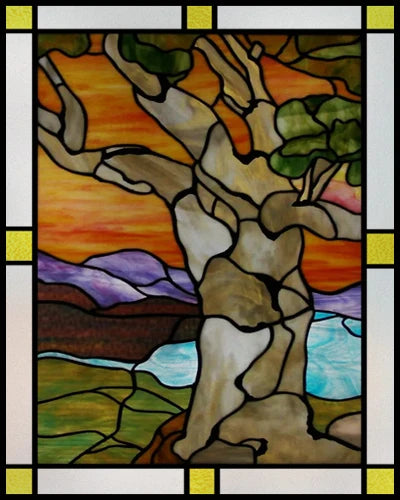 Window Film Frosted Stained Glass Films Customized Art Tree Retrom Static Cling Sticker,Home Decor Window Treatment