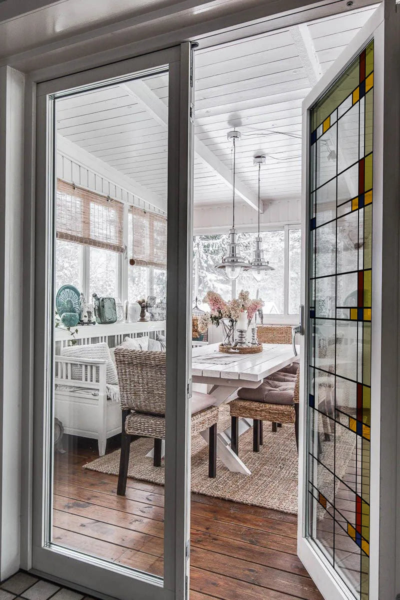 Stained Glass Window Film Transparent/Frosted Glass Sticker Static Cling Prairie Scottish for thin long Glass Door Anticollision