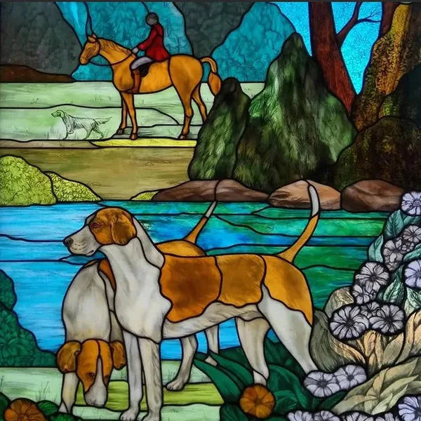 Custom Size Stained Glass Window Film Frosted Films, Animal Dog Cat Tiger Birds Static Cling,Window Covering for Home Office