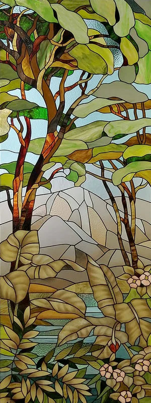Custom size Stained Glass Films,Flower, Fruit,Tree,Leaf,Bird,Fish Painting Stickers For Bathroom Bedroom Door Office Home Decor