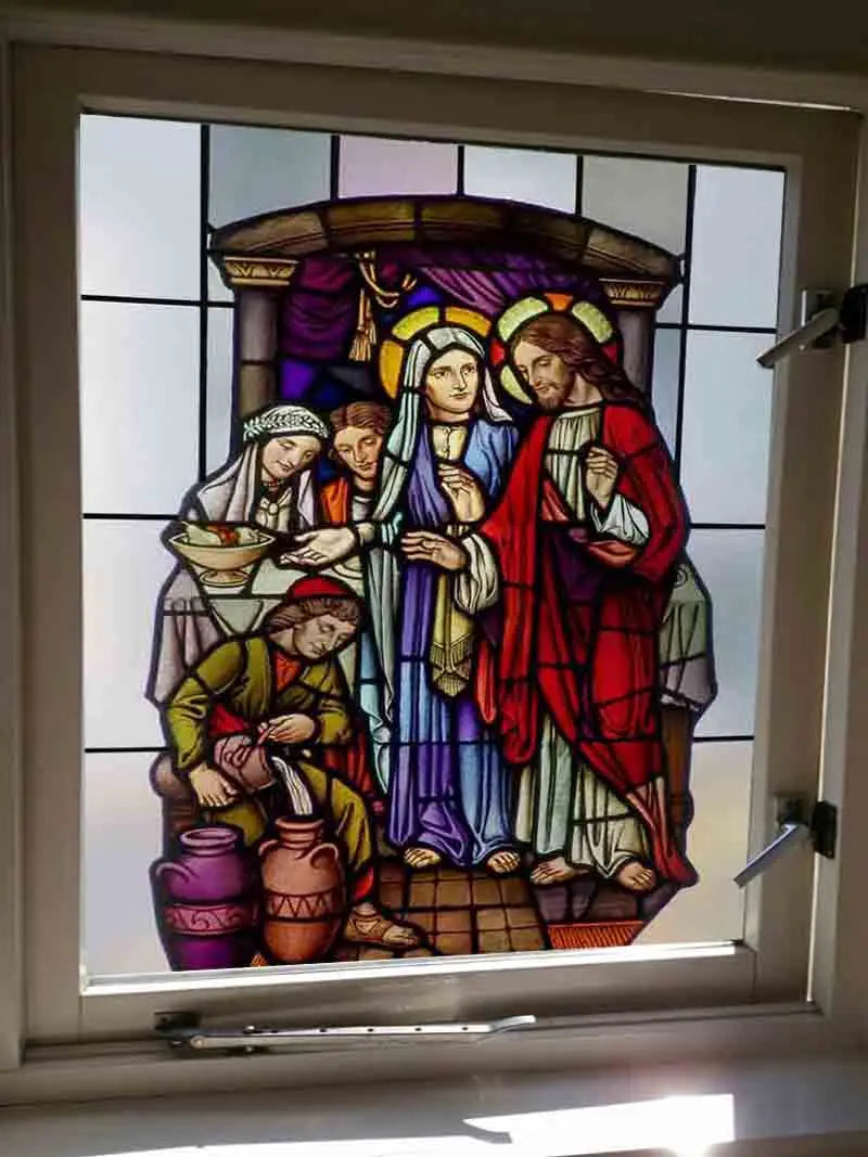 Decorative self adhesive/static cling frosted stained continental  window film can do custom size Crucifixion of Jesus/Christ