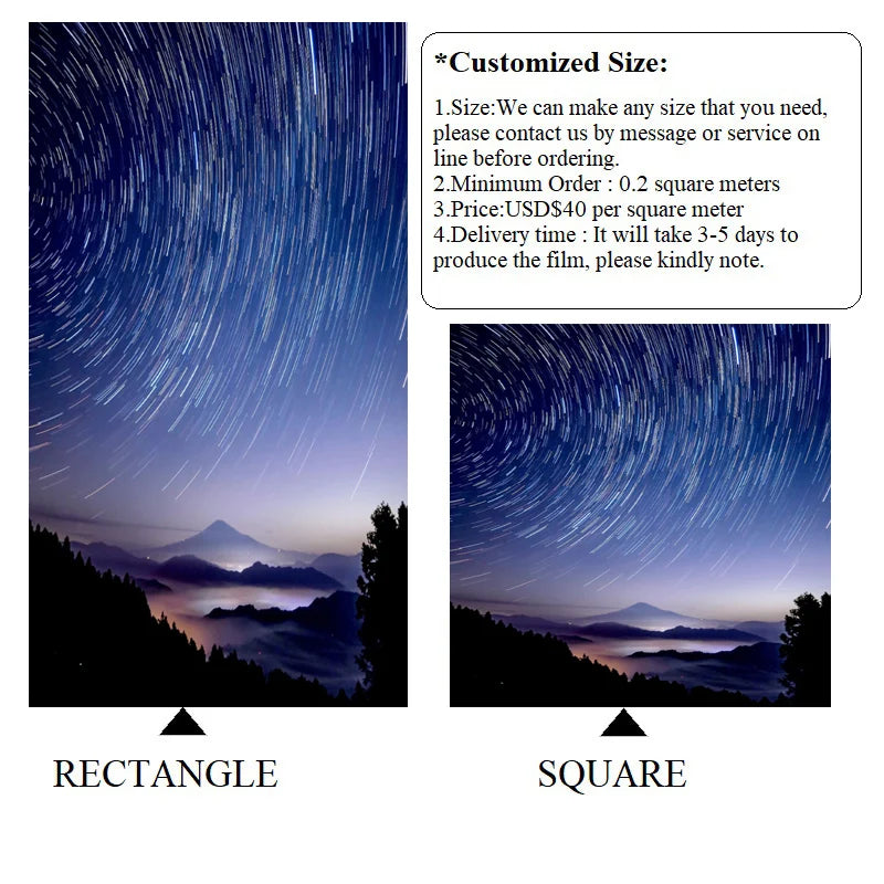 Stained Glass Window Glass Film Frosted Sticker Static Cling Starry Sky,Custom made any Window Size/Shape,Print with Your Photo