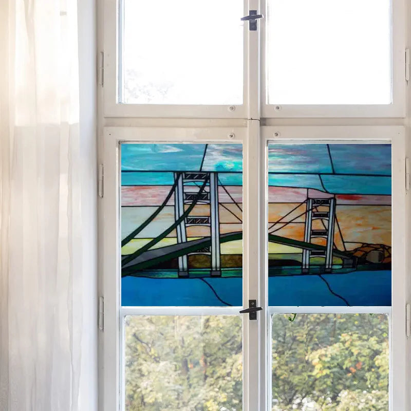 Glass Films Window Sticker Static Cling Frosted Home Decor Private Tint-Film For Door Window Cabinet Wardrobe Landscape Sea