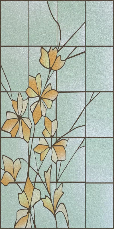 Custom Stained Glass Window Films,Frosted sticker,Privacy Static Cling Flower Fruit Trees For Bathroom Sliding door Home Office