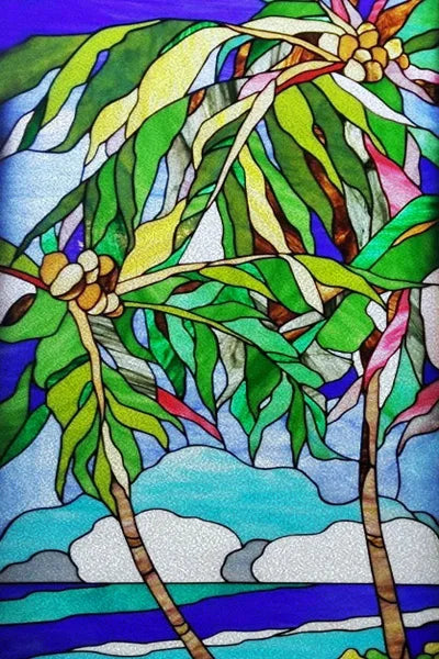 Custom Size Stained Glass Stickers,Static Cling,Frosted Privacy Print Tree, Window Door, Home Decor