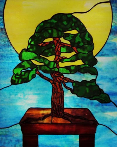 Window Film Frosted Stained Glass Films Customized Art Tree Retrom Static Cling Sticker,Home Decor Window Treatment