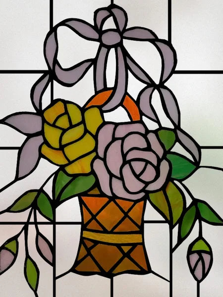 Window Film Stained Glass Films Frosted Static Cling Light-transparent Opaque Privacy Glass Sticker Home Decor Rose Flowers