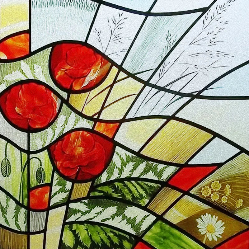 Custom size Glass Films Stained Glass Stickers Static Cling Frosted Privacy PVC Print Natural Village For Window Door Home Decor