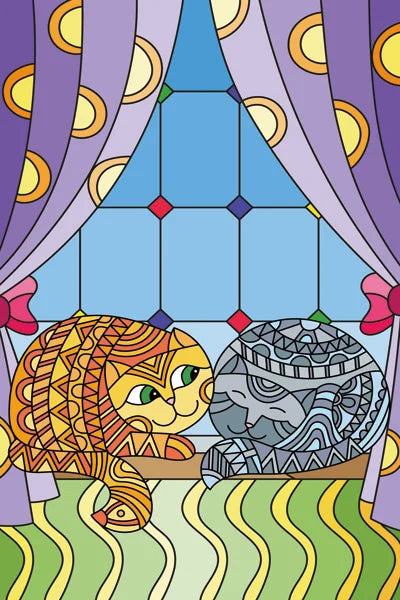 Customized Stained Glass Film Window Films Static Cling Frosted Sticker Japanese-Style Home Decor Cat  Cherry Blossom Poster