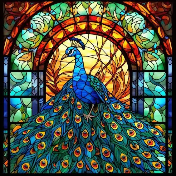 Custom size Window Film Stained Glass Films Frosted Privacy Static Cling Retro Bird Peacock Sticker Bathroom Skylight Decor