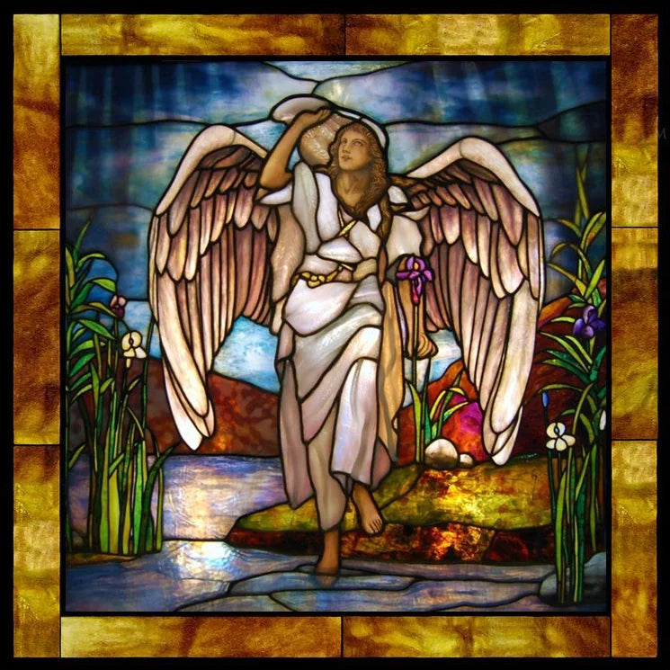 Custom Made Window Film Stained Glass Sticker,Angels Picture,Static Cling Frosted Privacy for House Worship Home Decor