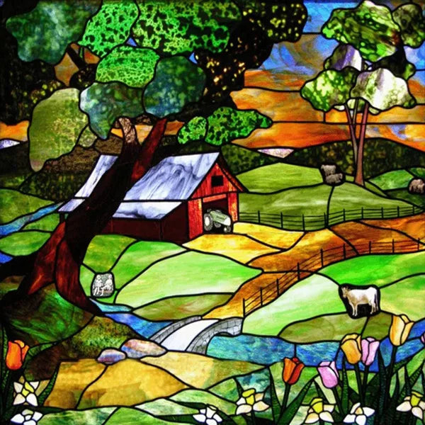 Window Film Stained Glass Films Static Cling Stickers for Bathroom Kitchen Office Home Decor,Tree,Animal,Custom fit to any Size