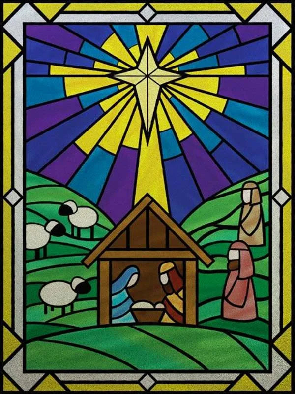 Custom Frosted Stained Glass Window Film,PVC Static Cling Films,Cross Church Decor Foil Stickers