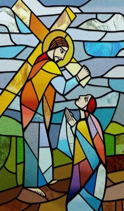 Window Film Frosted Stained Glass Films Customized, Frosted Stained Window Sticker Chuch Style Jesus/Christ Painting