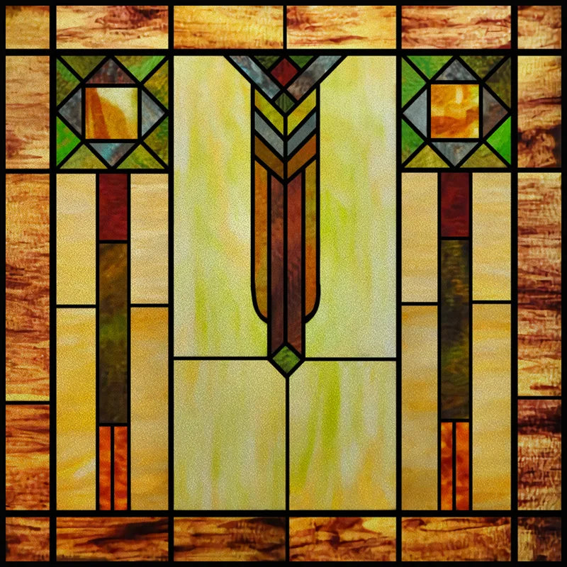 Custom Size Stained Glass Window Film Frosted Privacy Static Cling Retro Prairie Matte Stickers Shower Kitchen Office Home Decor