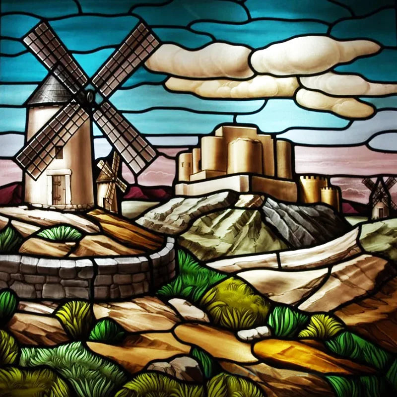 Stained Glass Window Film Frosted Glass Sticker Forest Customized Cartoon House Castle For Kids Room Door Home Decor