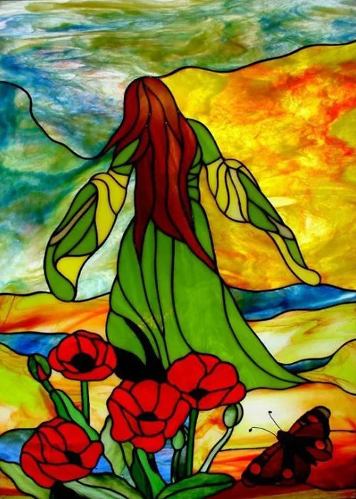 Custom Size Window Stained Glass Films,Mermaid,Flower, Fairy,People Painting Stickers for Bathroom, Door, Office, Home Decor